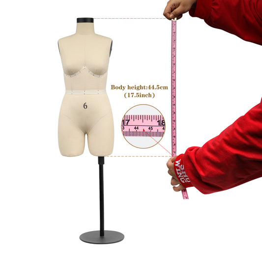 JELIMATE Half Scale Dress Form with Soft Arms - 1/2 Scale Mannequin (DL266B Size 6)