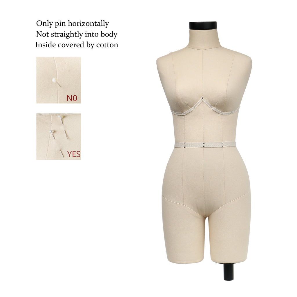 Half Scale Dress Form - Female Mini Sewing Mannequin with Soft Arms | Size 34B