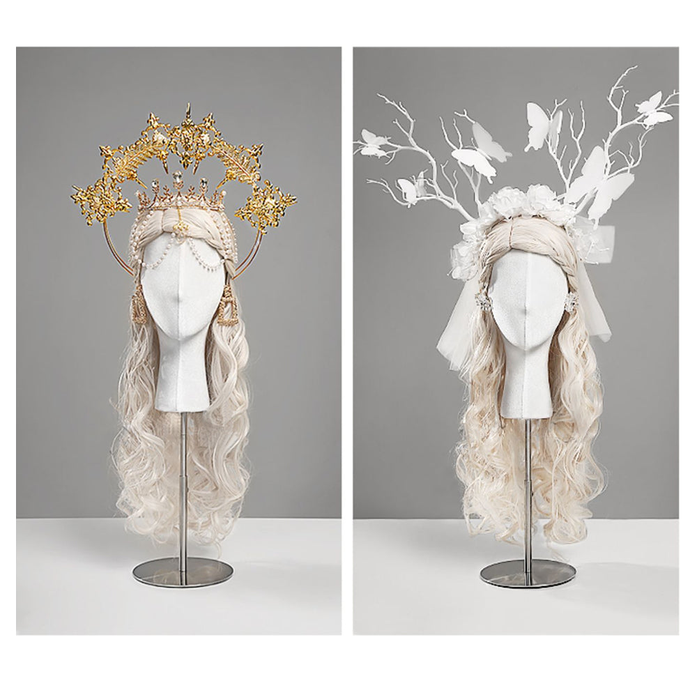 JELIMATE Elegant Velvet Mannequin Head Display | Female Head Block for Hat, Headband & Earring Showcase