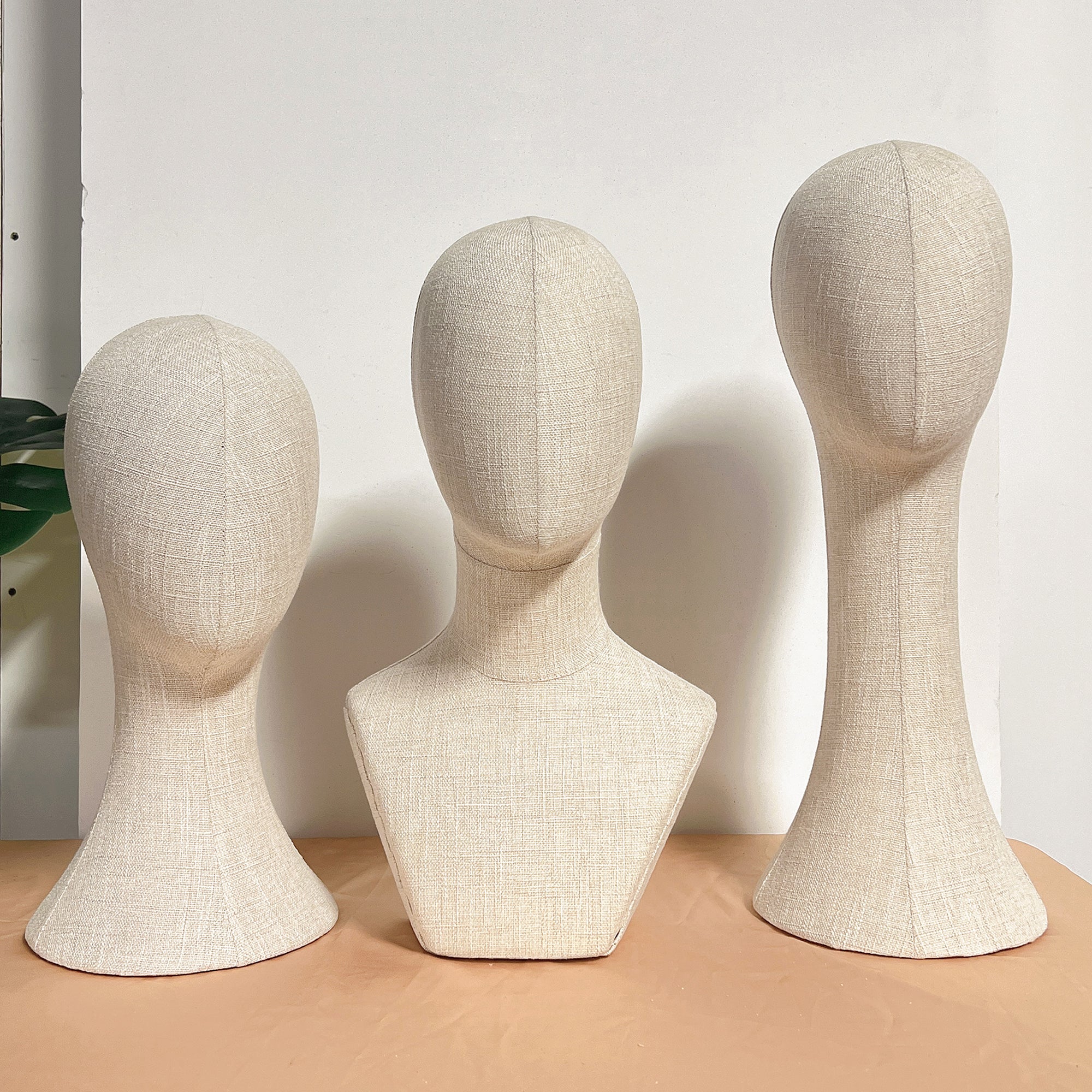 Full Pinnable Bamboo Linen Mannequin Head | Vintage Display Head Form