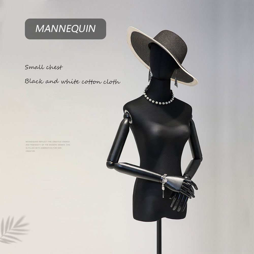 Half Body Female Display Dress Form Mannequin,Black Linen Mannequin To JELIMATE Half Body Female Display Dress Form Mannequin,Black Linen Mannequin To JELIMATE