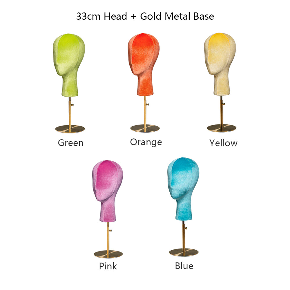 Jelimate Luxury Velvet Mannequin Head Dress Form,Female Mannequin Head for Wigs Earring Display Stand,Hat Display Head Mannequin Fully Pinnable Flocking Mannequin Head,Headband Headphone Sunglasses Jewelry Display Head Model