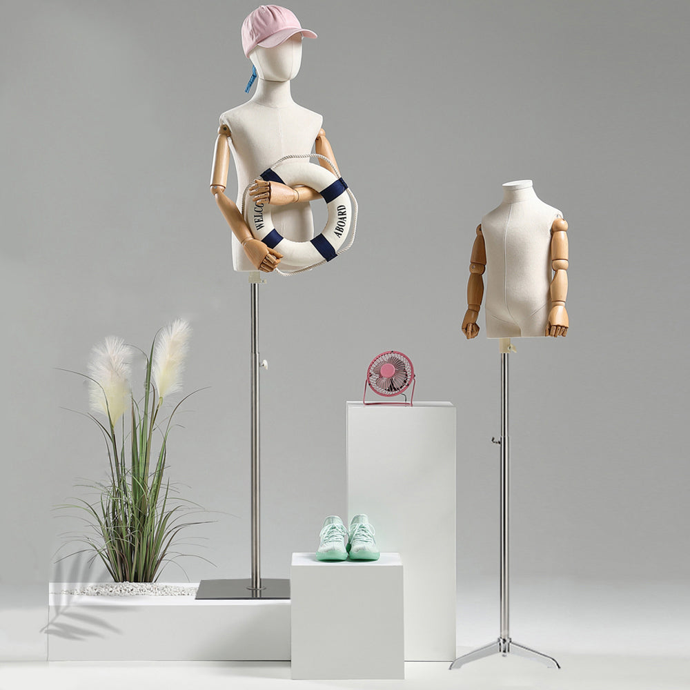 Children's Boutique Mannequin | Linen Fabric Kid Display Model 3-9Y