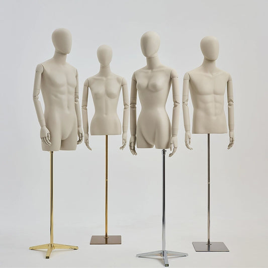 Jelimate Half Body Male Female Display Mannequin Dress Form,Ivory White Bust Mannequin Torso Display Dummy,Store Window Women Men Clothing Display Model