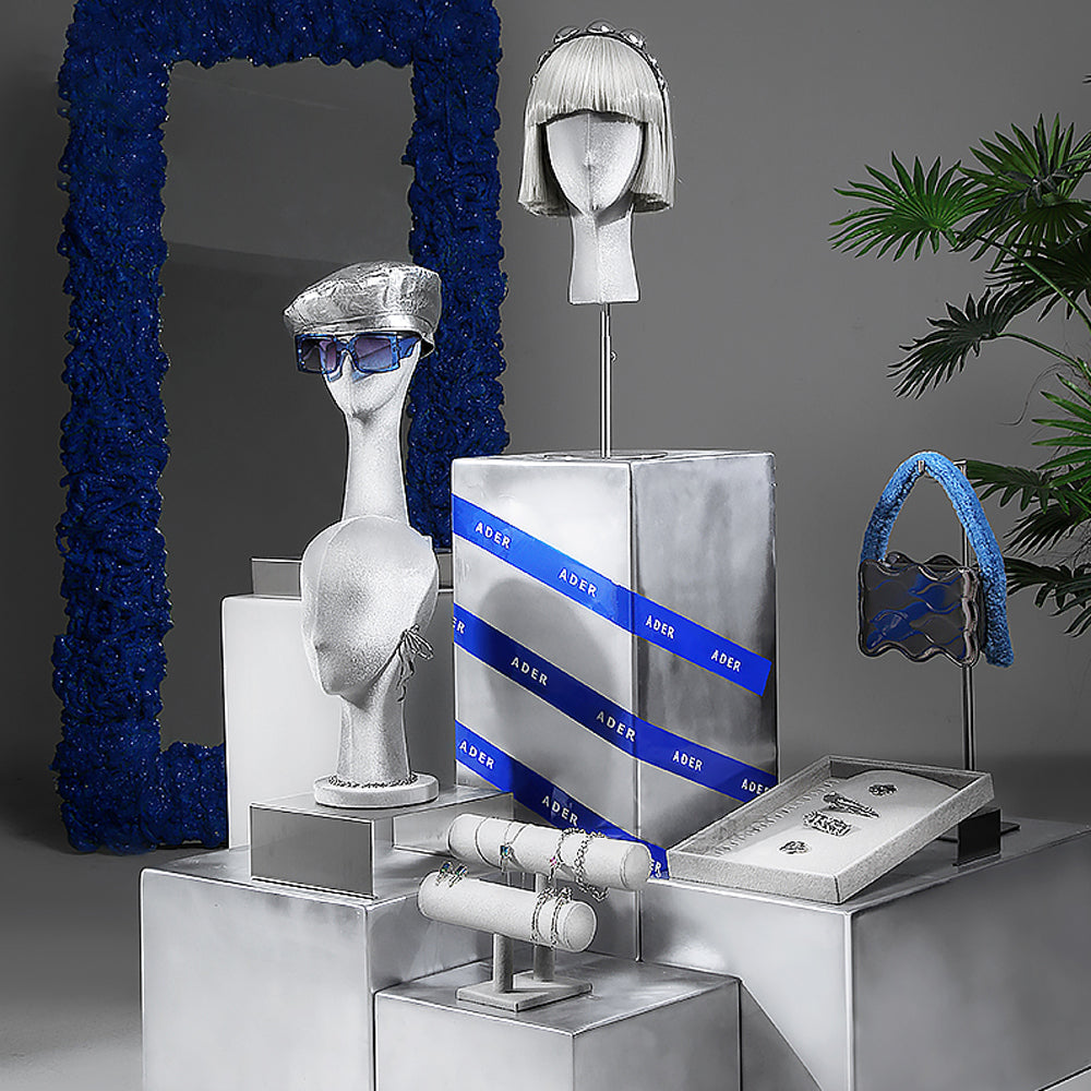 JELIMATE Elegant Velvet Mannequin Head Display | Female Head Block for Hat, Headband & Earring Showcase