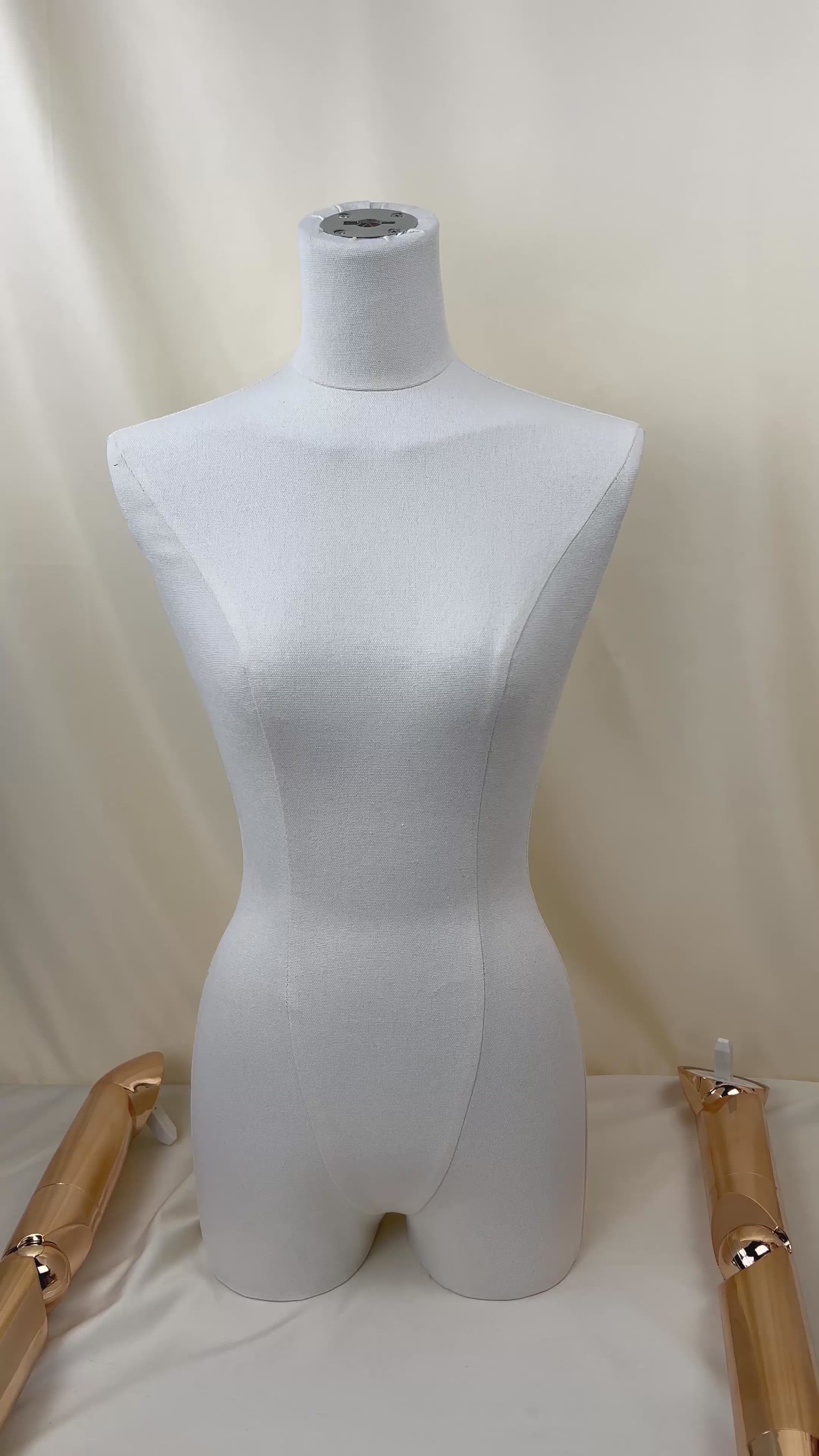 JELIMATE Velvet-Covered Female Mannequin Torso with Metal Arms & Adjustable Stand