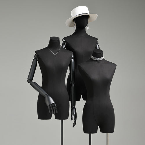 Half Body Female Display Dress Form Mannequin,Black Linen Mannequin To – JELIMATE