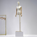 Half Body Female Dress Form Mannequin,Upper body Velvet Mannequin Torso,Wooden Mannequin Hand, Mannequin Head For Wigs,Fashion Display Clothing Model Props