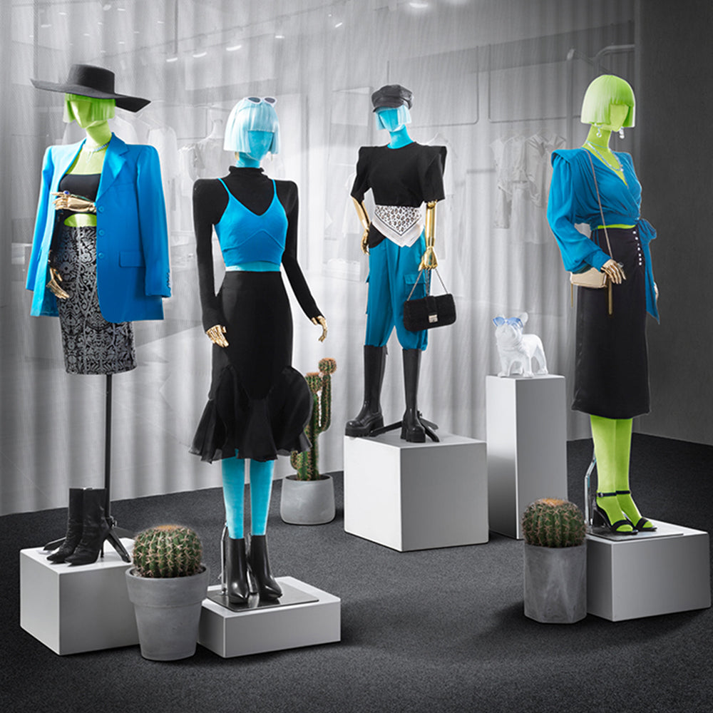 Jelimate Luxury Velvet Female Mannequin | Gold Plated Arms & Base | Standing & Sitting Pose
