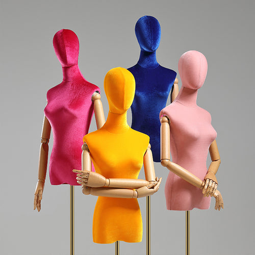Jelimate Clothing Shop Female Torso Mannequin Dress Form Colorful Velvet Mannequin Torso Display Mannequin Female Body Clothing Display Dummy Wig Head Manikin