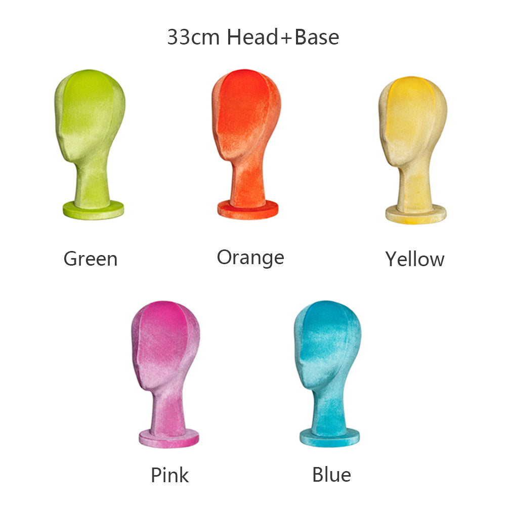 Jelimate Luxury Velvet Mannequin Head Dress Form,Female Mannequin Head for Wigs Earring Display Stand,Hat Display Head Mannequin Fully Pinnable Flocking Mannequin Head,Headband Headphone Sunglasses Jewelry Display Head Model