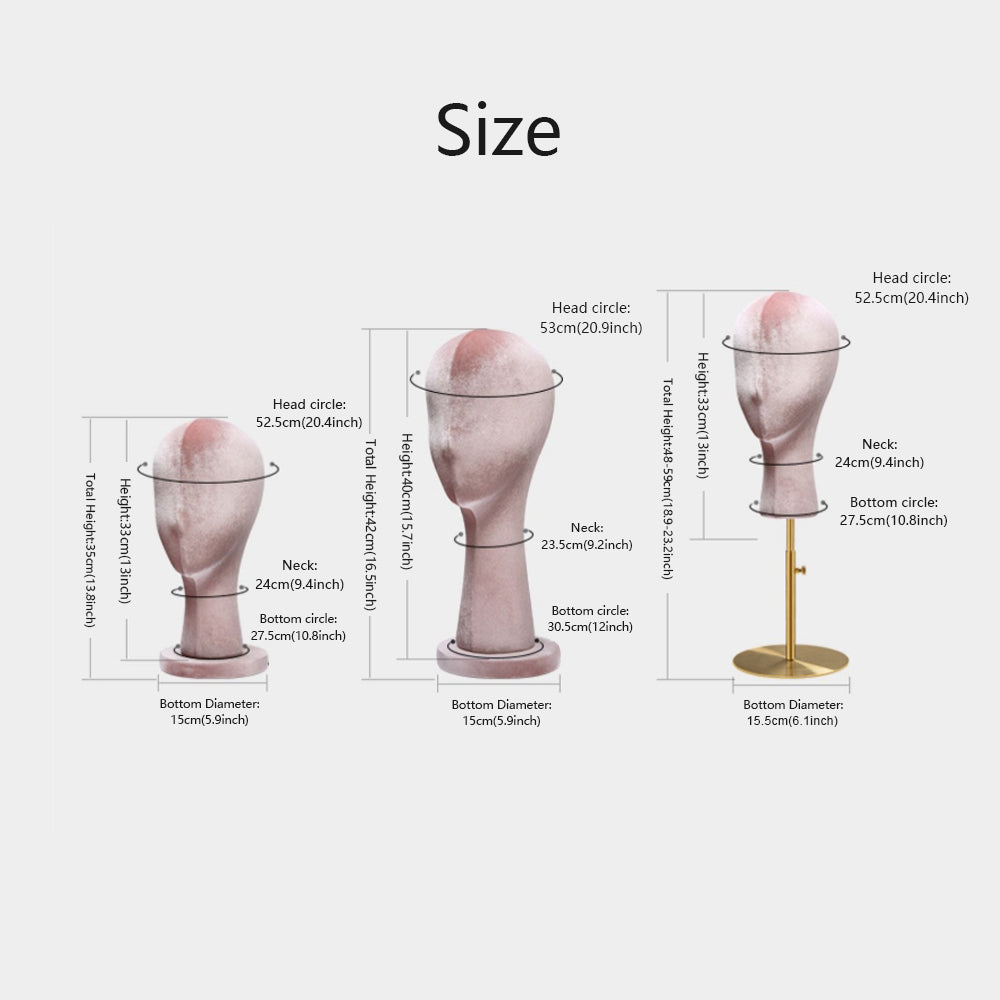 JELIMATE Elegant Velvet Mannequin Head Display | Female Head Block for Hat, Headband & Earring Showcase