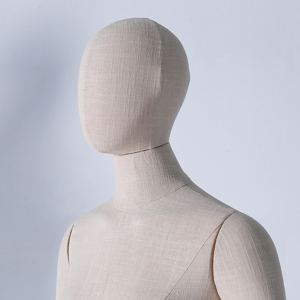 Jelimate Colorful Slub Linen Female Mannequin Torso with Wooden Arms & Head Model
