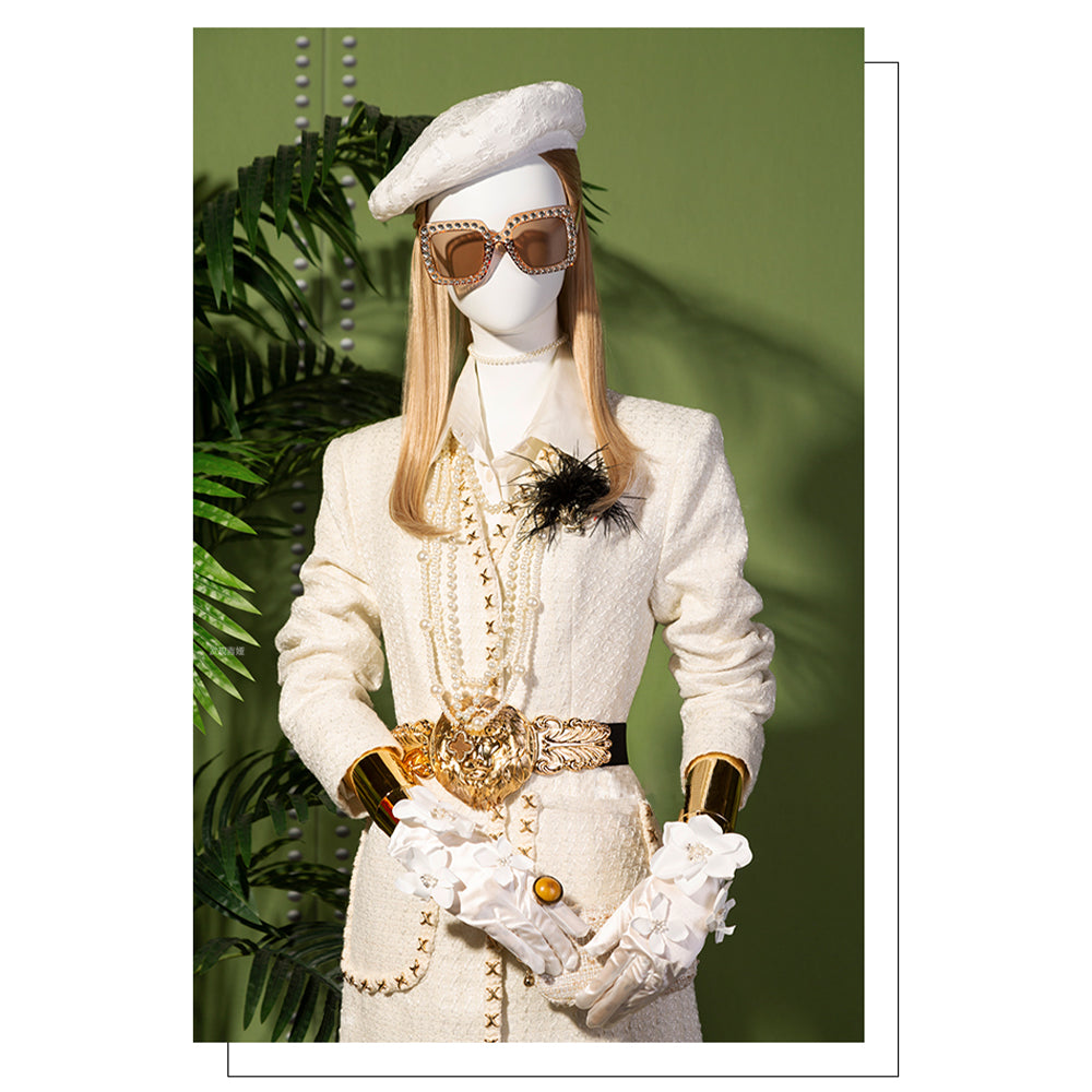 JELIMATE Luxury Adjustable Half-Body Female Mannequin Torso with Articulated Metallic Arms & Stand | Boutique Retail Display