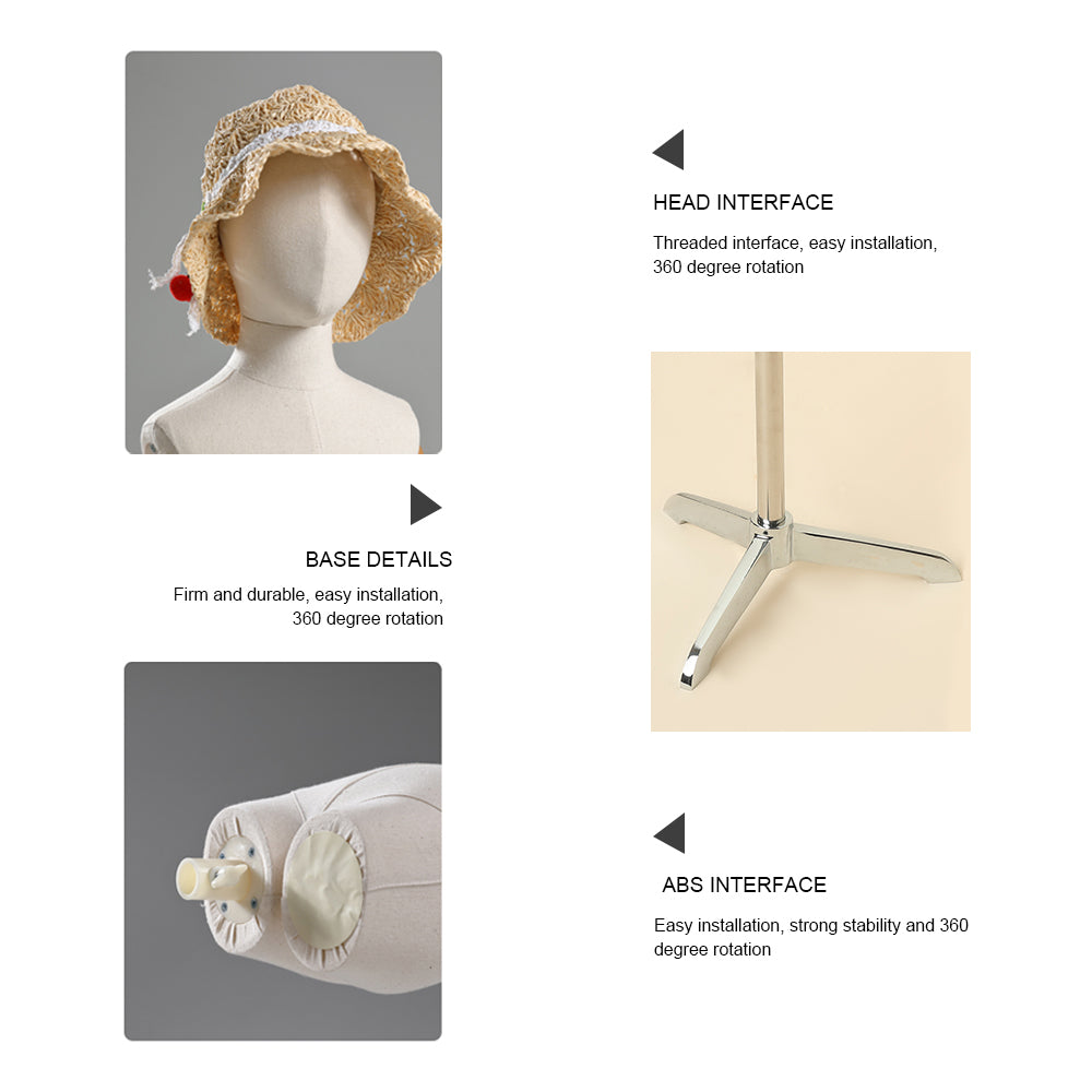 Children's Boutique Mannequin | Linen Fabric Kid Display Model 3-9Y