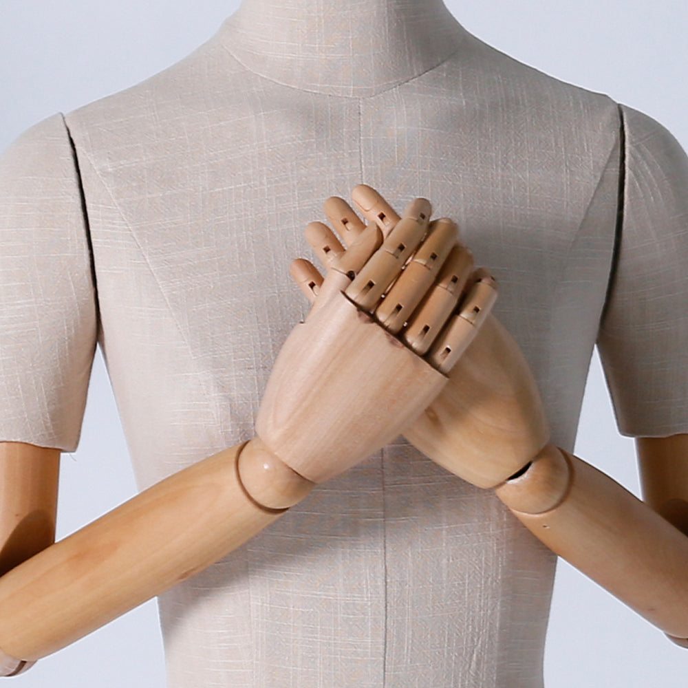 Jelimate Colorful Slub Linen Female Mannequin Torso with Wooden Arms & Head Model