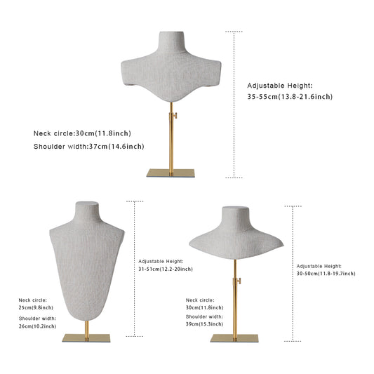 Jelimate Half Body Necklace Mannequin Bust Jewelry Display Stand,Jewelry Display Bust With Metal Base,Scarf Holder Necklace Model Necklace Display Stand Neck Display Props