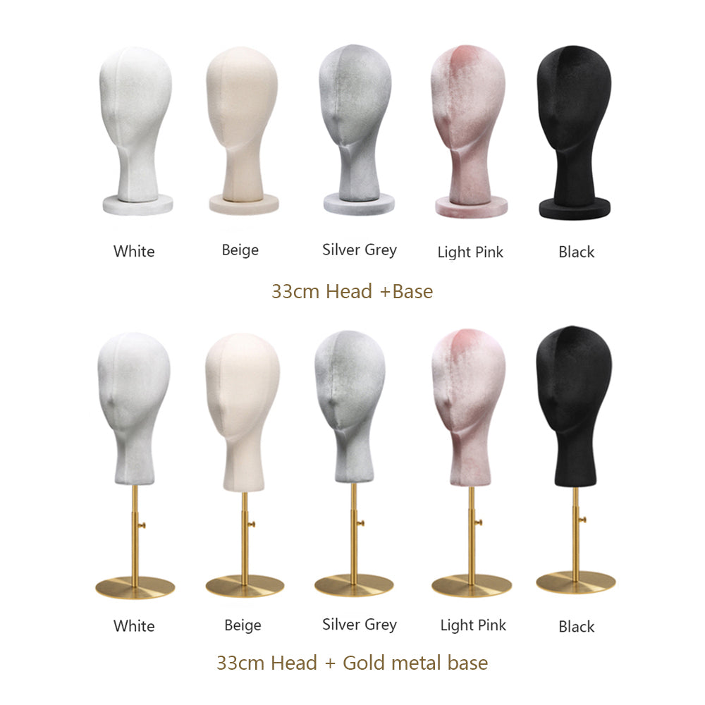JELIMATE Elegant Velvet Mannequin Head Display | Female Head Block for Hat, Headband & Earring Showcase