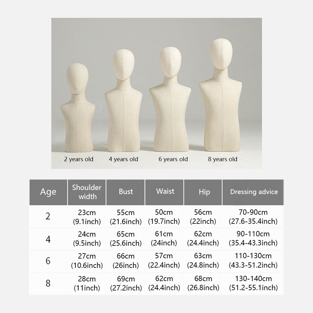 Jelimate Child Mannequin Dress Form Torso,Beige Dress Form Kid Mannequin Torso With Gold Base,Kid Half Body Model Unisex Children Mannequin,Clothing Store Fashion Baby Mannequin Kid Model Props,Upper Torso Manikin Body With Wooden Arms