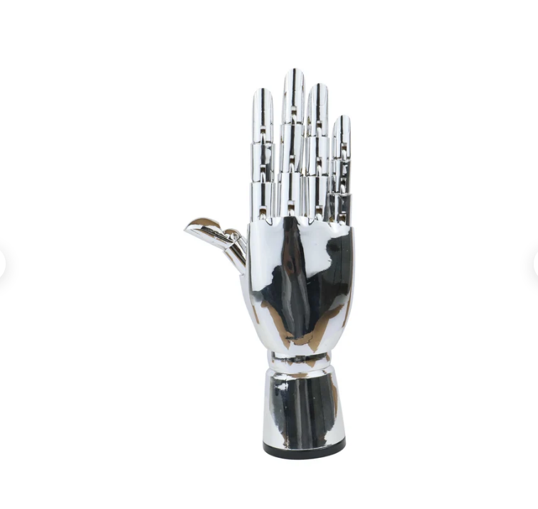 جليمت نموذج يد مانيكان فضي ذهبي، حامل يد مانيكان مطلي بالكروم الذهبي، نموذج يد لعرض النظارات الشمسية والقبعات والمجوهرات