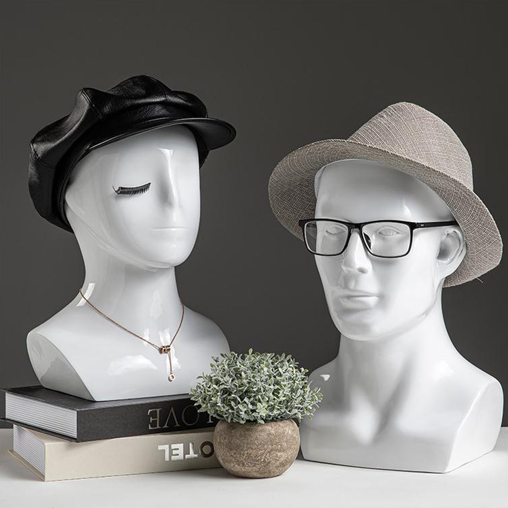 Female Male Fiberglass White Head Mannequin Hat