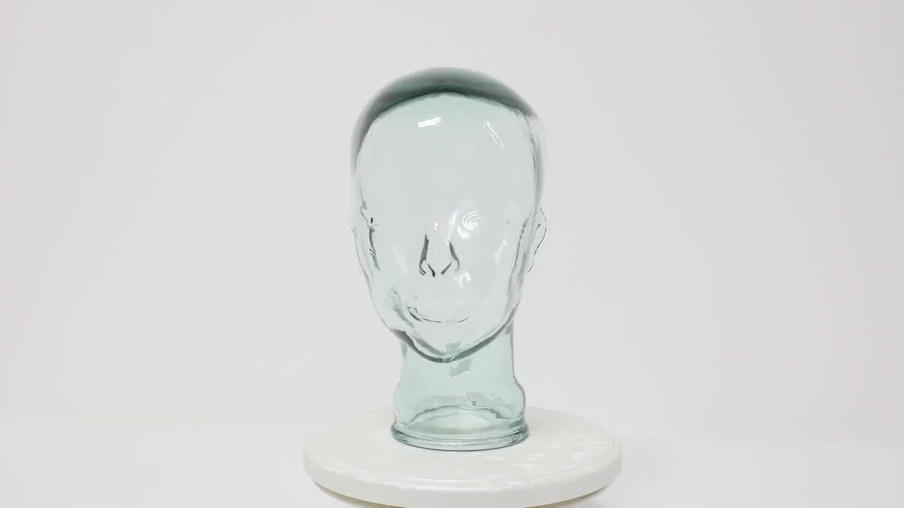 Vintage Glass Mannequin Head | 1970s Green Glass dress form head hat | Life Size Glass Mannequin Bust | Spain Mannequin Display Decor