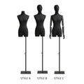 Half Body Female Display Dress Form Mannequin,Black Linen Mannequin Torso,Fashion Mannequin Head For Wigs,Hat Holder Jewelry Stand