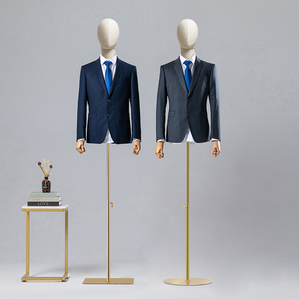 Half Body Male Display Dress Form Mannequin Head For Wigs Adjustable Natural Canvas Mannequin Torso Clothing Store Display Model