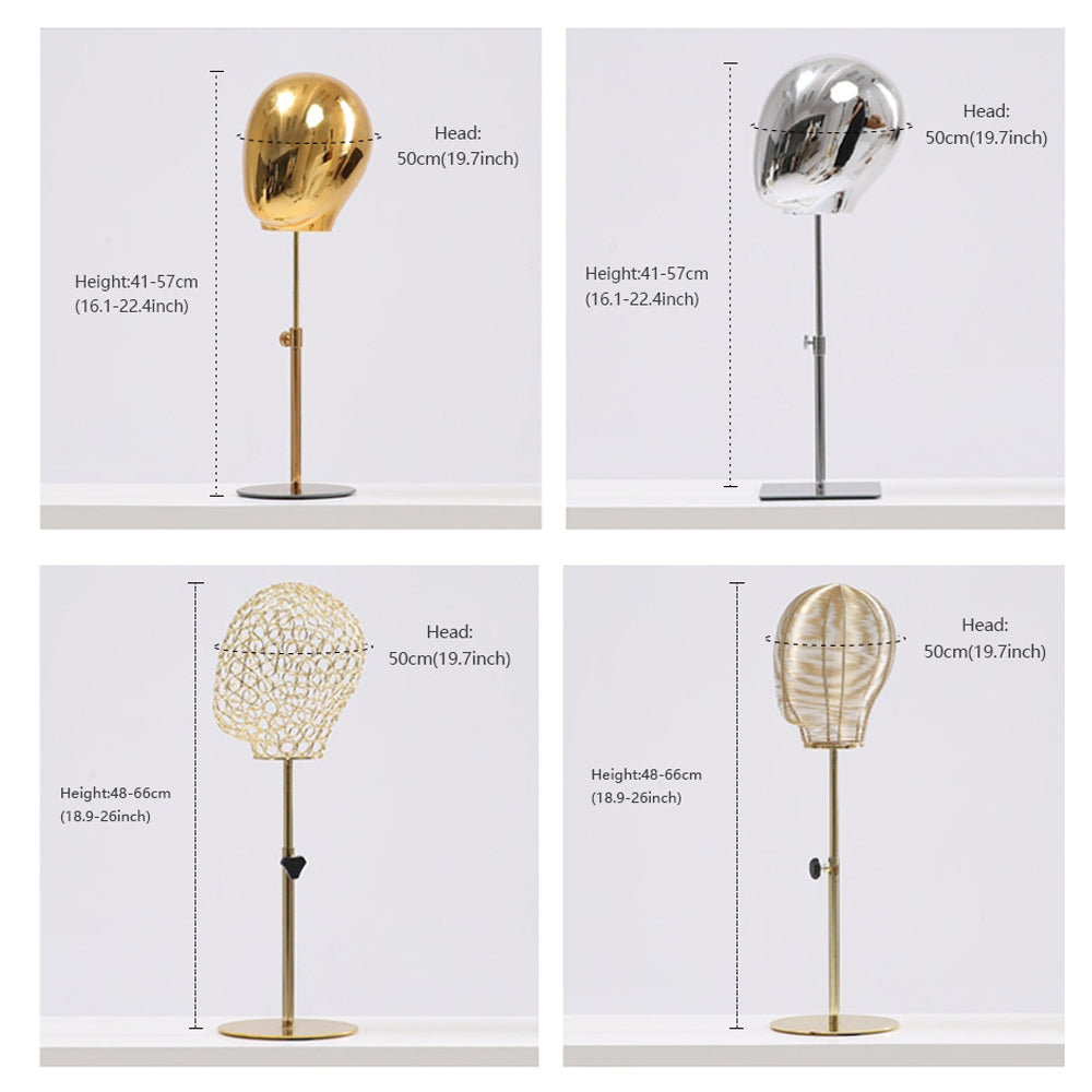 Jelimate Boutique Store Plating Silver Gold Mannequin Head Stand Wig Head Manikin Sunglasses Hair Headband Headphone Hat Display Head Model Props