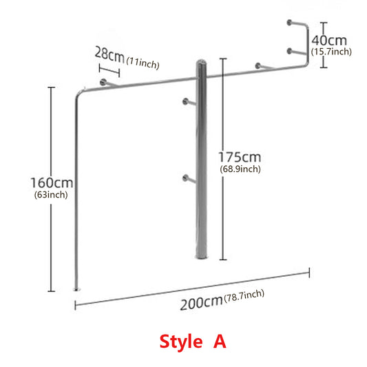 Jelimate Stainless Steel Silver Clothing Rack Wall Mounted Kid Men  Women Clothing Shop Fitting Clothes Display Stand Floor Type Hanging Clothing Rack Display Clothing Shelf