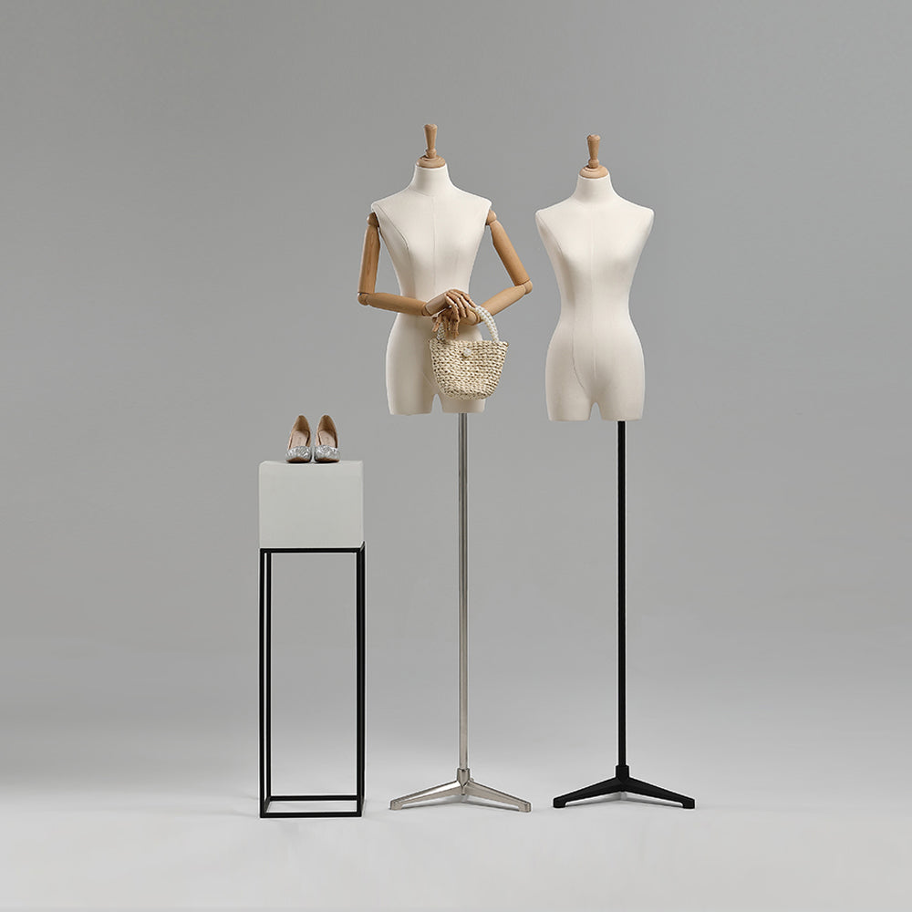 Jelimate Adult Female Headless Mannequin Torso Display Store Window Fabric Dress Form For Sewing Bust Model Display Clothing Rack Hanging Clothes Rack