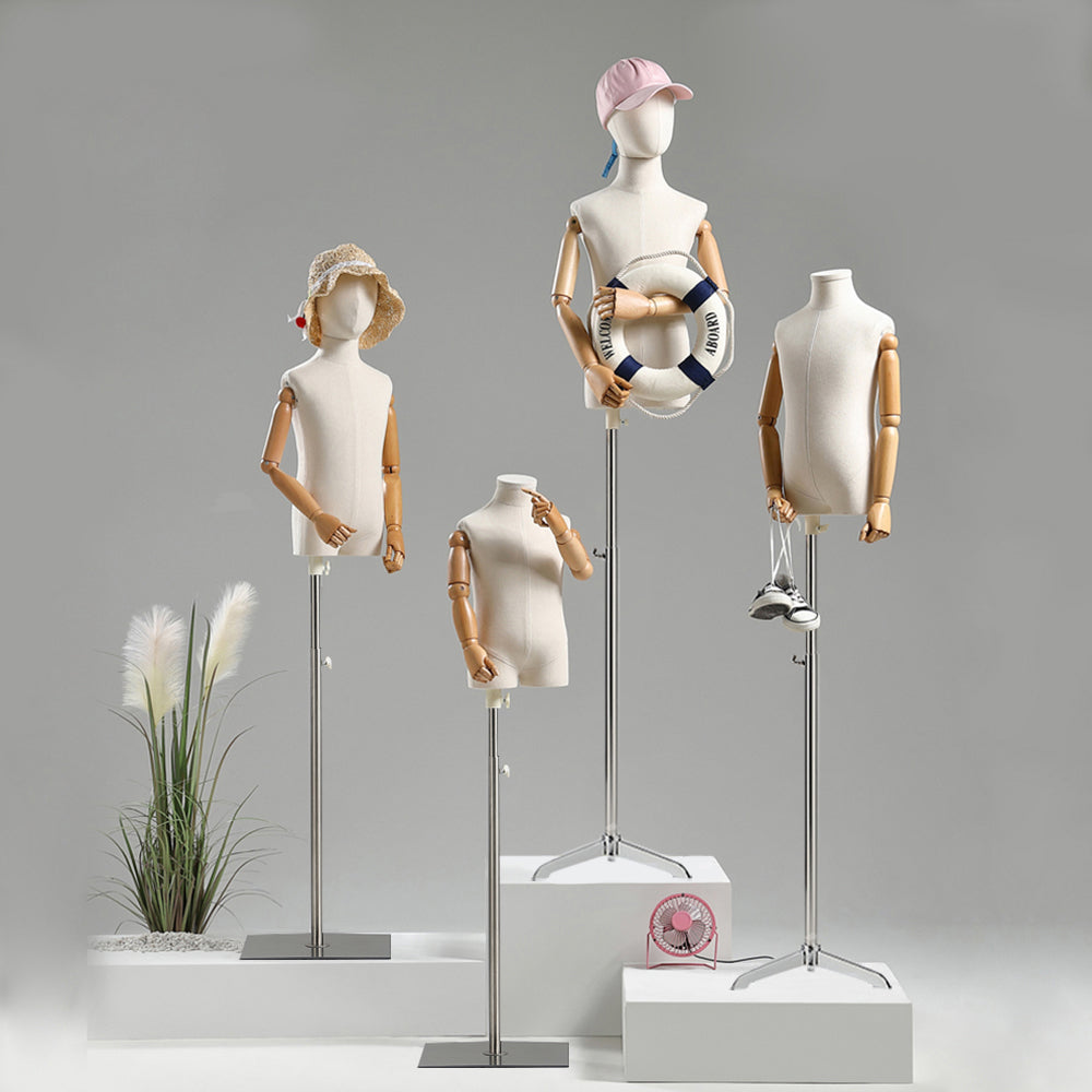 Children's Boutique Mannequin | Linen Fabric Kid Display Model 3-9Y
