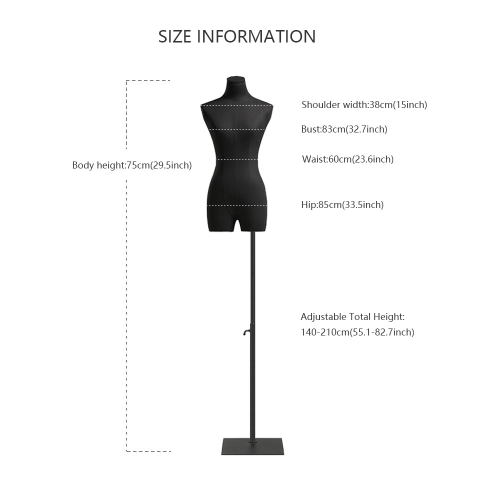 Half Body Female Display Dress Form Mannequin,Black Linen Mannequin Torso,Fashion Mannequin Head For Wigs,Hat Holder Jewelry Stand