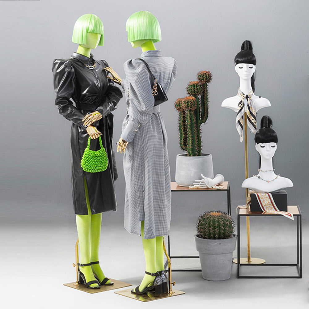 Jelimate Luxury Velvet Female Mannequin | Gold Plated Arms & Base | Standing & Sitting Pose