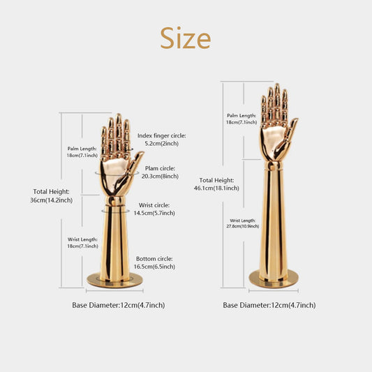 Jelimate Electroplated Silver Gold Mannequin Hand,Realistic Mannequin Hand Display Model,Window Display Art Mannequin Hand Display Stand,Watch Scarf Sunglasses Jewelry Display Hand Mannequin,Ring Display Stand Manikin Hand