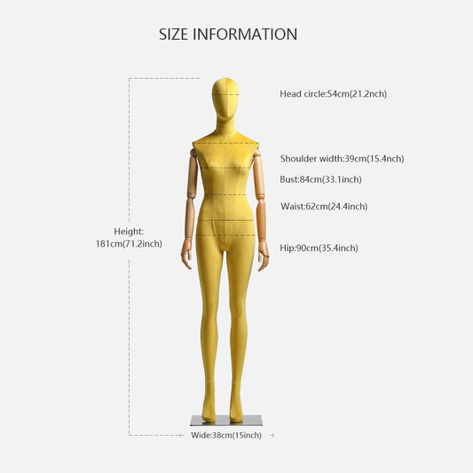 Jelimate Realistic Female Mannequin Full Body Dress Form,Clothing Store Female Full Body Display Mannequin,Colorful Velvet Mannequin Torso With Wooden Arms,Luxury Window Display Female Full Body Model