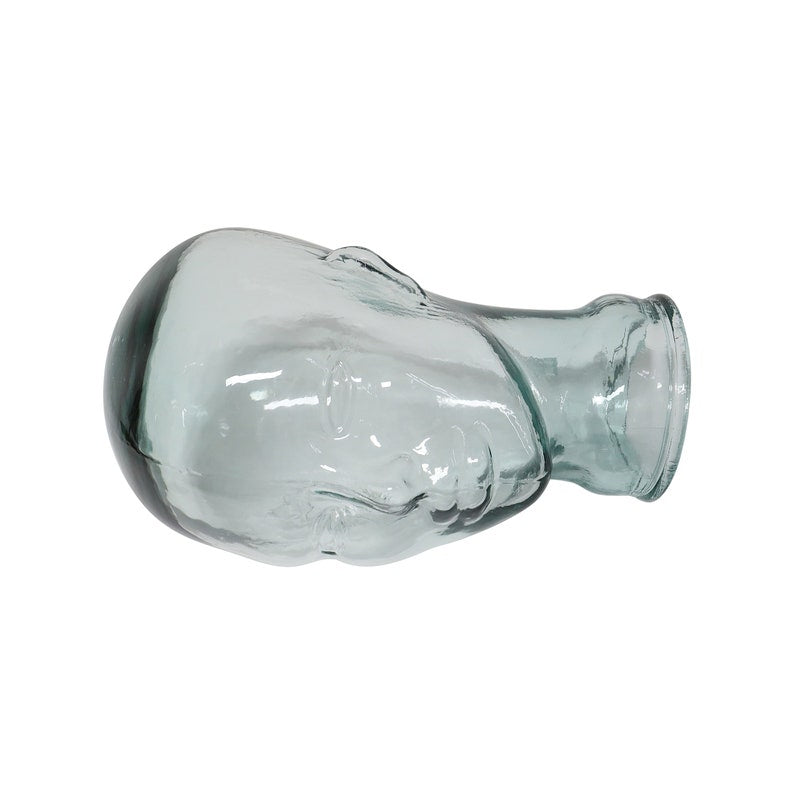 Vintage Glass Mannequin Head | 1970s Green Glass dress form head hat | Life Size Glass Mannequin Bust | Spain Mannequin Display Decor