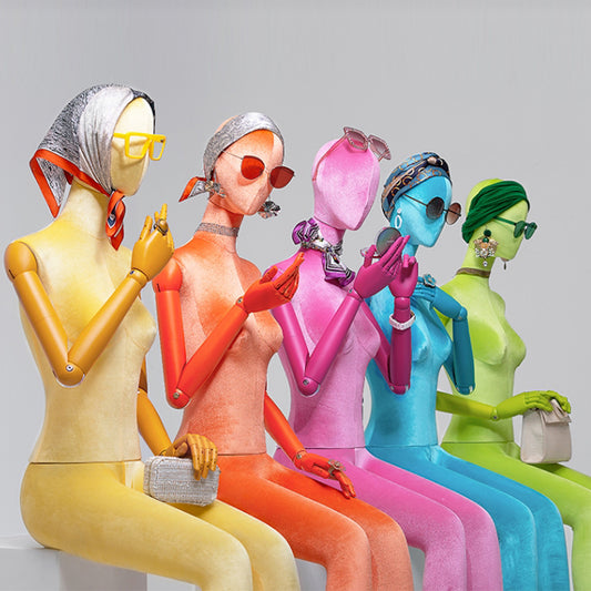 Jelimate Luxury Female Velvet Mannequin – Full & Half Body with Wooden Arms for Boutique Display