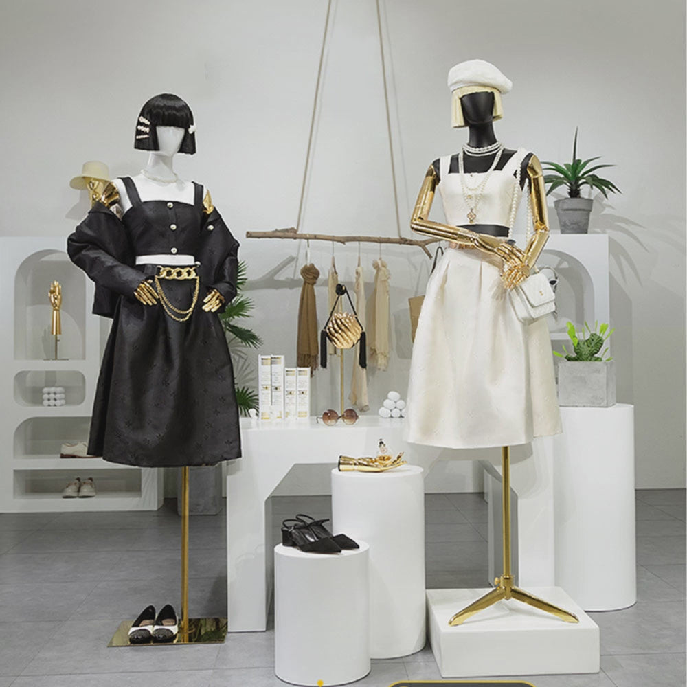 Bionic flexible metallic fingers and quick-release arm joints for retail mannequin