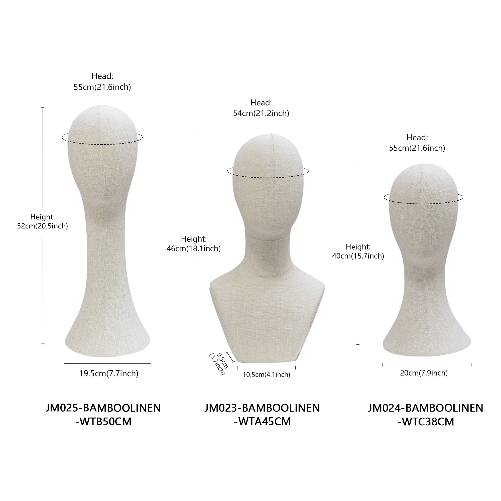 Full Pinnable Bamboo Linen Mannequin Head | Vintage Display Head Form